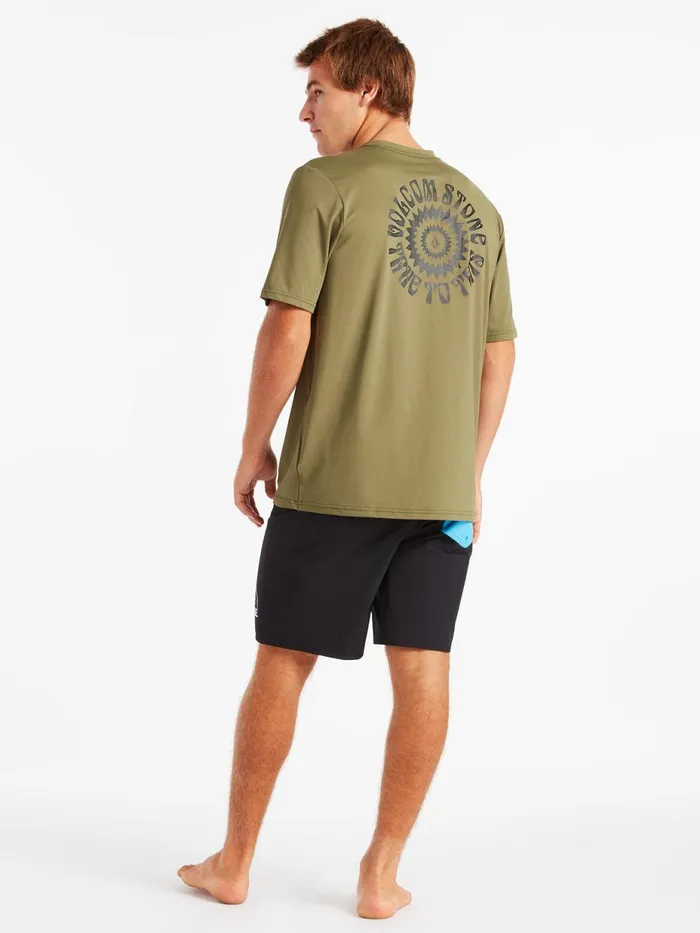 Mens Rashguards Volcom Faulter Short Sleeve UPF 50 Rashguard 8211 Military