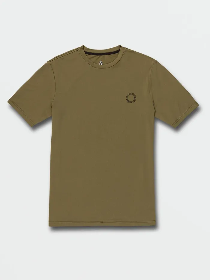 Mens Rashguards Volcom Faulter Short Sleeve UPF 50 Rashguard 8211 Military