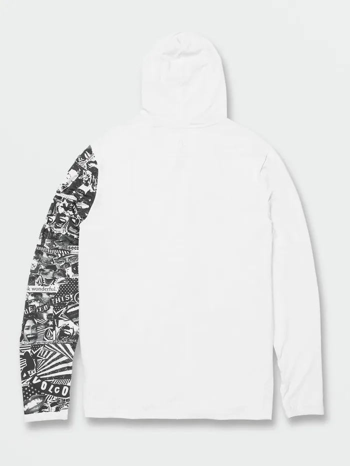 Mens Rashguards Volcom Iconic Stone Hood Collage Long Sleeve UPF 50 Rashguard 8211 White Mens Rashguards Volcom Iconic Stone Hood Collage Long Sleeve UPF 50 Rashguard 8211 White