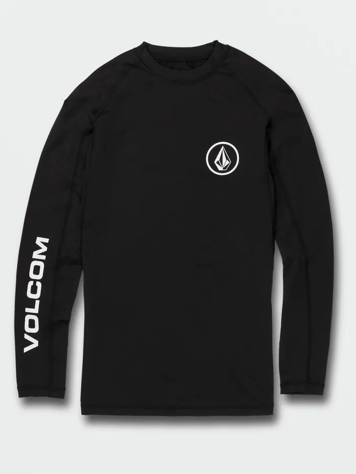 Mens Rashguards Volcom Lido Solid Long Sleeve UPF 50 Rashguard 8211 Black
