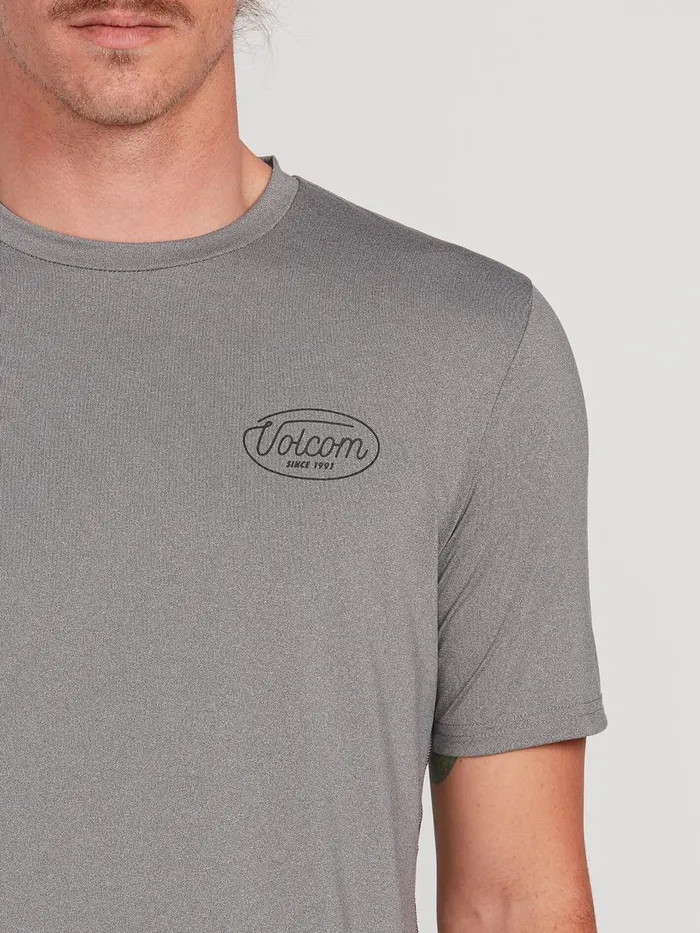 Mens Rashguards Volcom Lit Short Sleeve UPF 50 Rashguard 8211 Grey