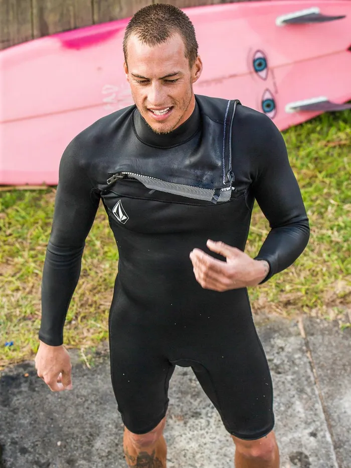 Mens Rashguards Volcom Modulator 2mm Long Arm Chest Zip Wetsuit 8211 Black