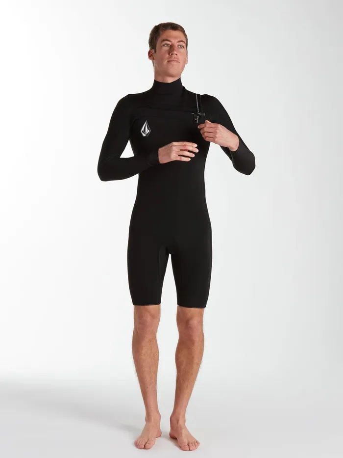 Mens Rashguards Volcom Modulator 2mm Long Arm Chest Zip Wetsuit 8211 Black