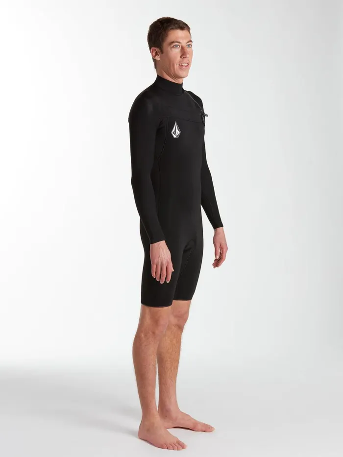 Mens Rashguards Volcom Modulator 2mm Long Arm Chest Zip Wetsuit 8211 Black