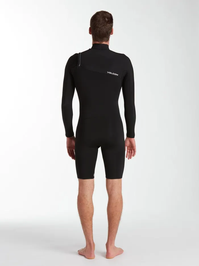 Mens Rashguards Volcom Modulator 2mm Long Arm Chest Zip Wetsuit 8211 Black
