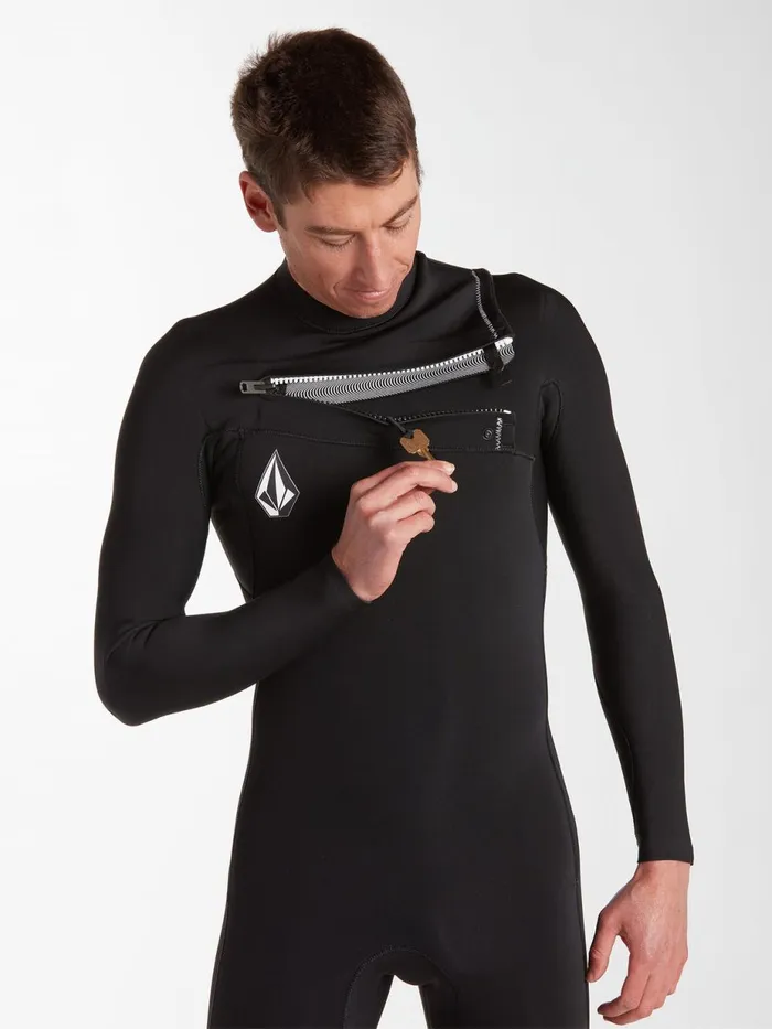 Mens Rashguards Volcom Modulator 2mm Long Arm Chest Zip Wetsuit 8211 Black