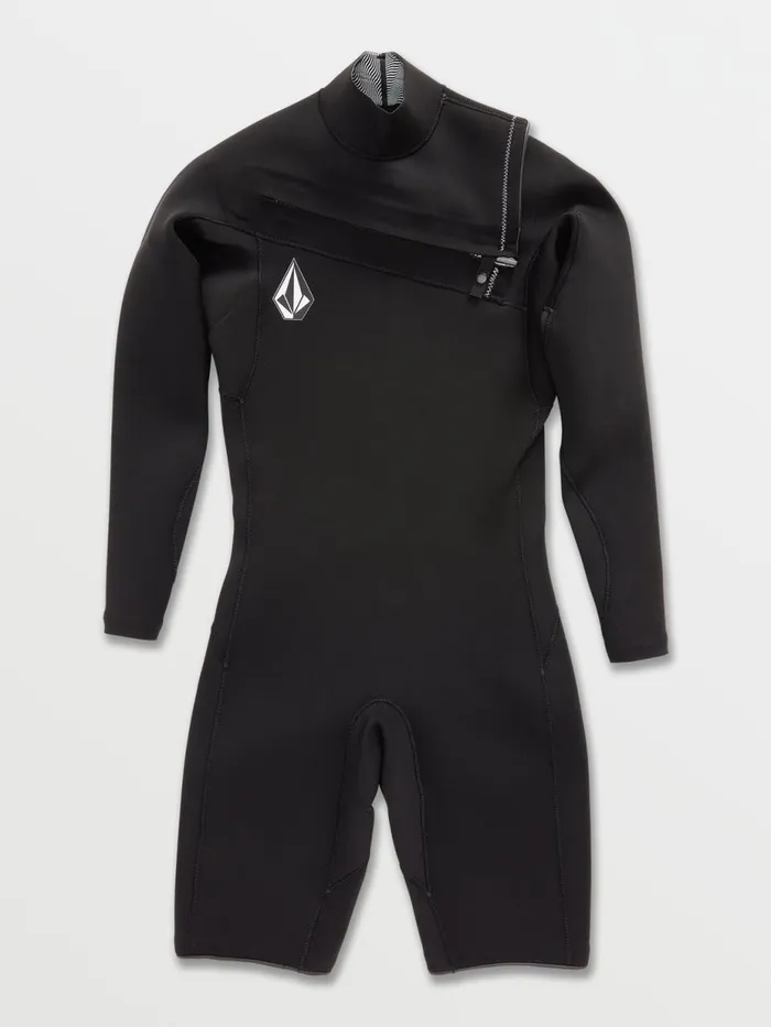Mens Rashguards Volcom Modulator 2mm Long Arm Chest Zip Wetsuit 8211 Black