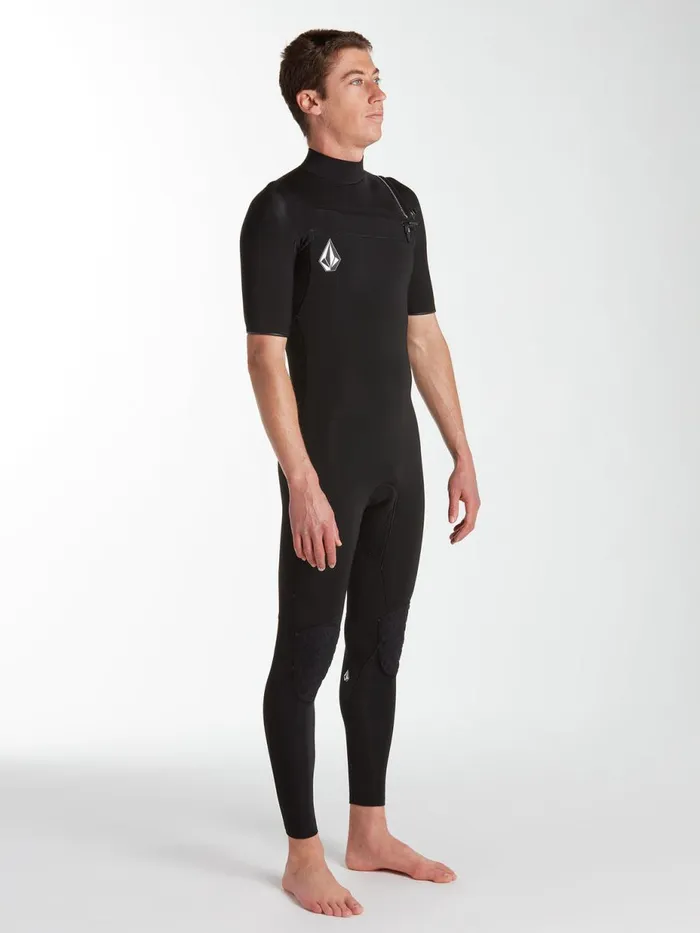 Mens Rashguards Volcom Modulator 2mm Short Arm Chest Zip Wetsuit 8211 Black