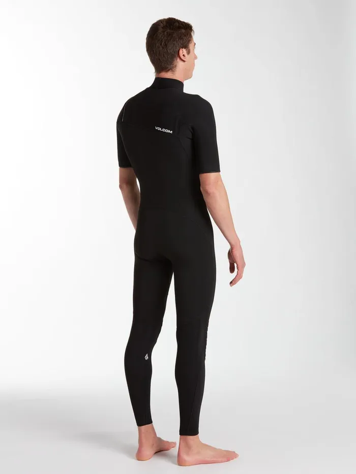 Mens Rashguards Volcom Modulator 2mm Short Arm Chest Zip Wetsuit 8211 Black