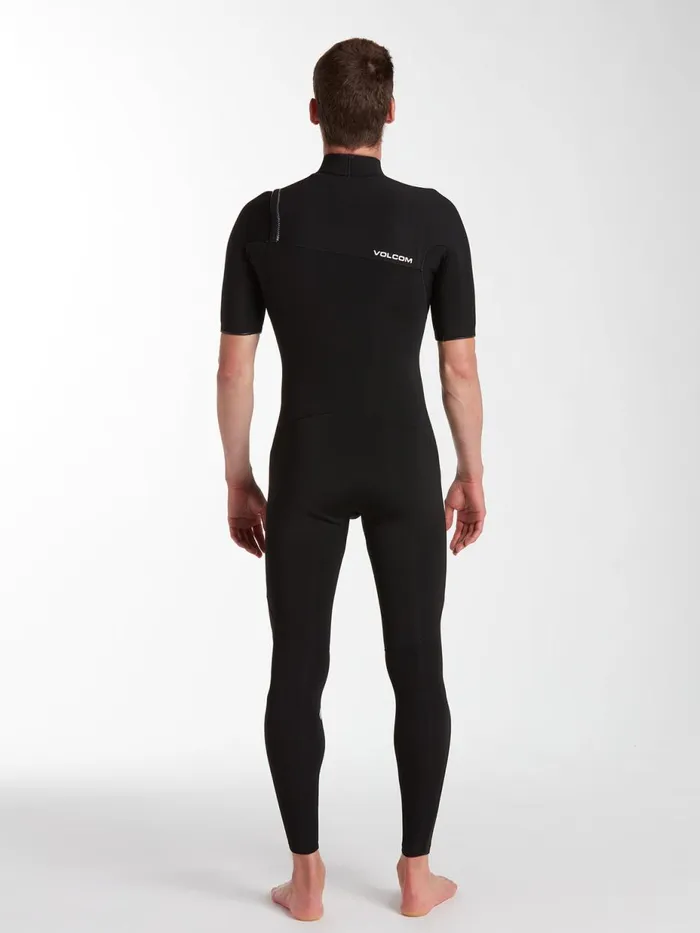 Mens Rashguards Volcom Modulator 2mm Short Arm Chest Zip Wetsuit 8211 Black