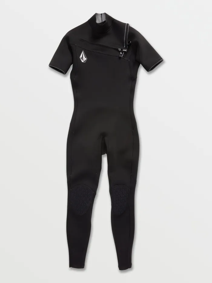 Mens Rashguards Volcom Modulator 2mm Short Arm Chest Zip Wetsuit 8211 Black
