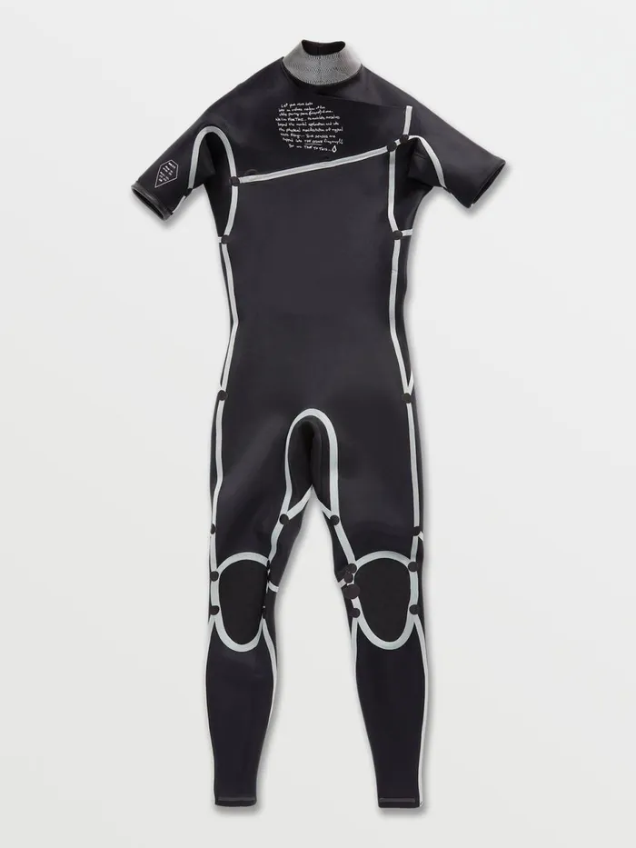 Mens Rashguards Volcom Modulator 2mm Short Arm Chest Zip Wetsuit 8211 Black