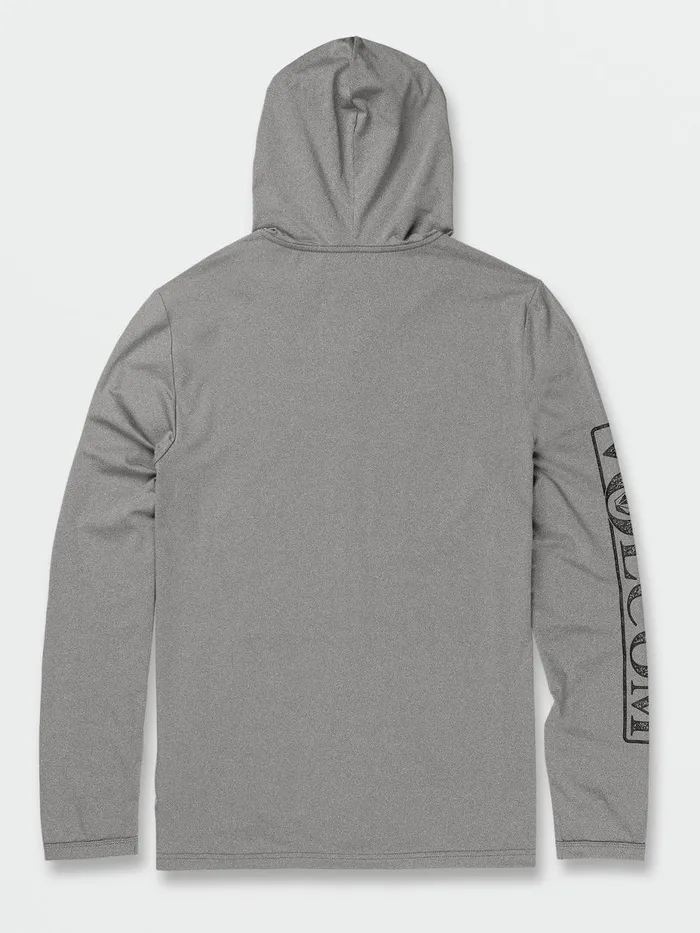 Mens Rashguards Volcom Rally Hooded Long Sleeve UPF 50 Rashguard 8211 Heather Grey