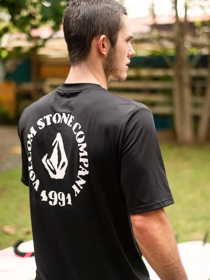 Mens Rashguards Volcom Spray Stone Short Sleeve 8211 Black