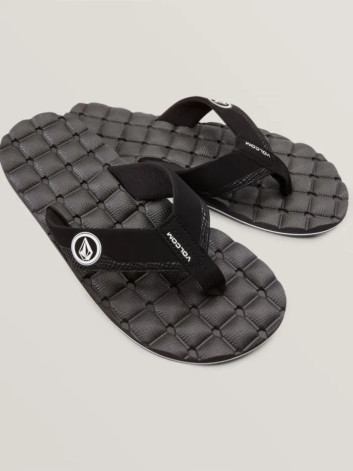 Mens Sandals Volcom Recliner Sandals 8211 Black White