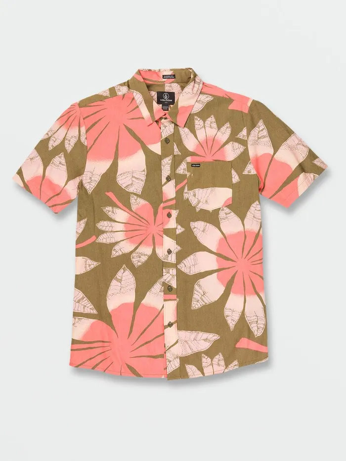 Mens Shirts and Flannels Volcom Bloomin Short Sleeve 8211 Martini Olive