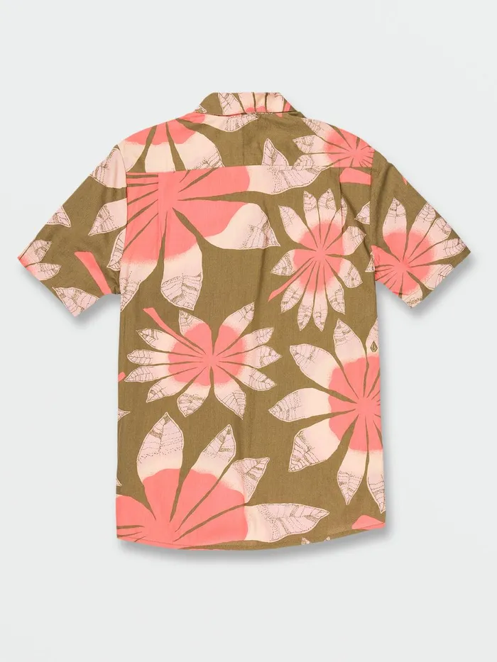 Mens Shirts and Flannels Volcom Bloomin Short Sleeve 8211 Martini Olive