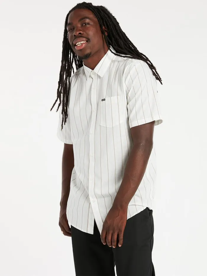 Mens Shirts and Flannels Volcom Boiler Woven Short Sleeve Shirt 8211 Cloud