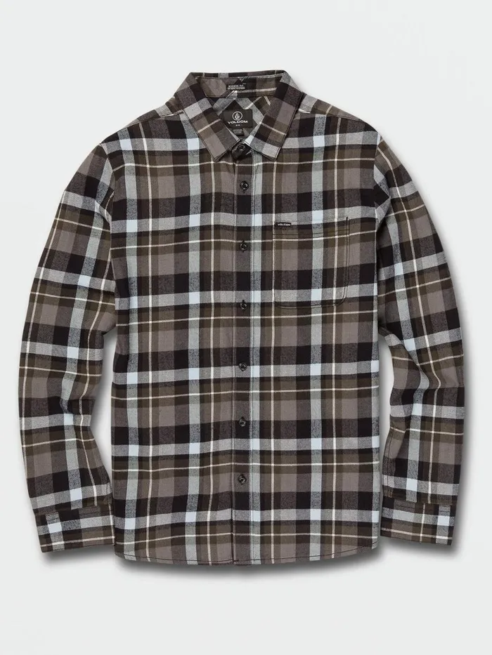 Mens Shirts and Flannels Volcom Caden Plaid Long Sleeve 8211 Lead