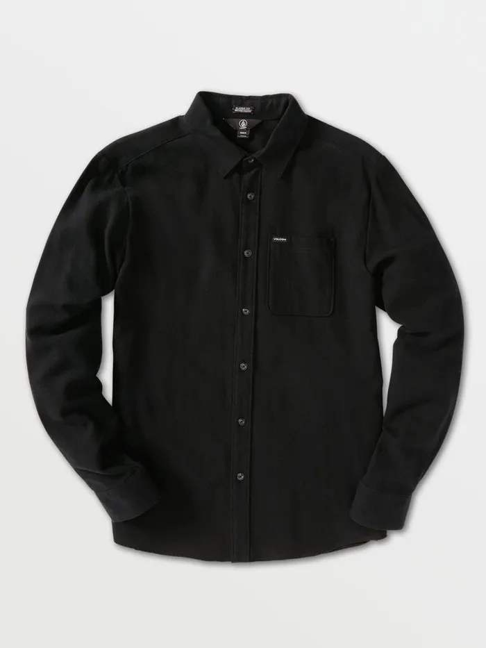 Mens Shirts and Flannels Volcom Caden Solid Long Sleeve Shirt 8211 Black