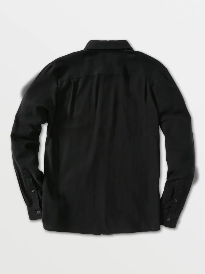 Mens Shirts and Flannels Volcom Caden Solid Long Sleeve Shirt 8211 Black