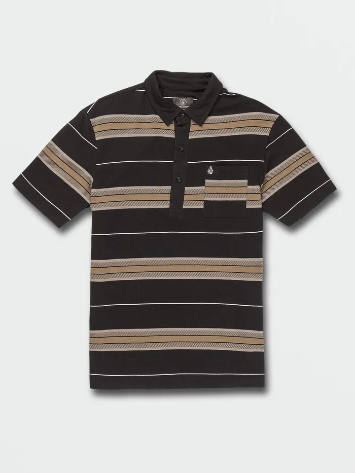 Mens Shirts and Flannels Volcom Comper Polo Short Sleeve 8211 Black