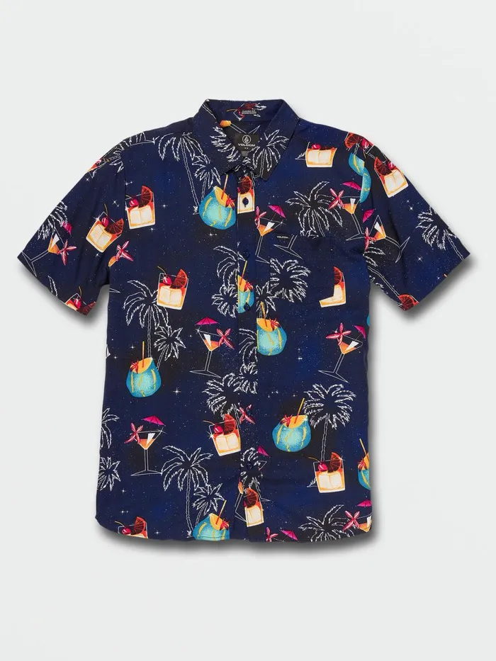 Mens Shirts and Flannels Volcom Cosmic Vacay Short Sleeve 8211 Blueprint