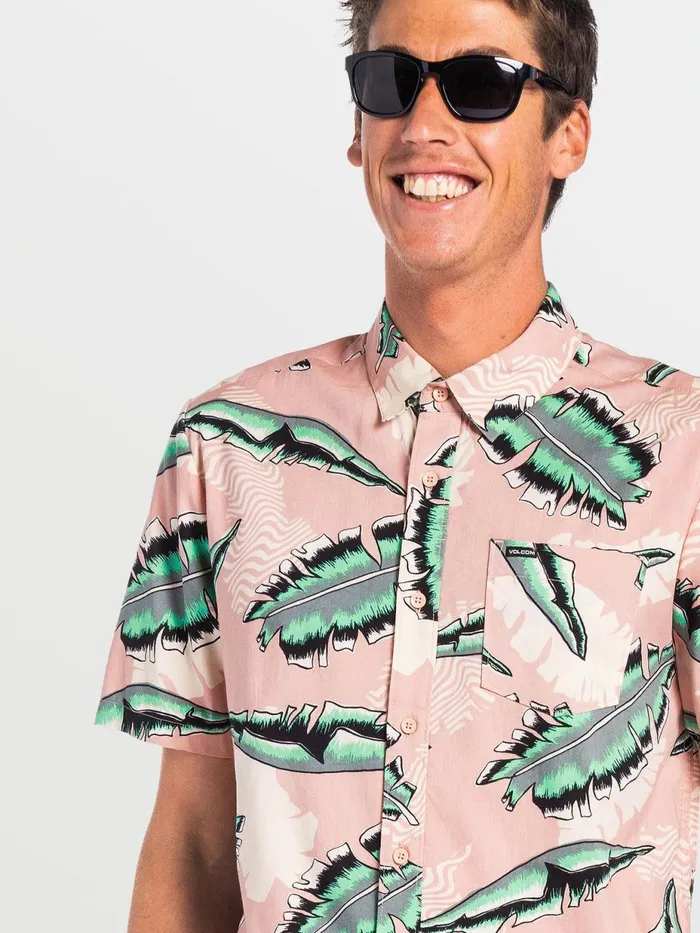 Mens Shirts and Flannels Volcom Detoonator Short Sleeve 8211 Misty Rose