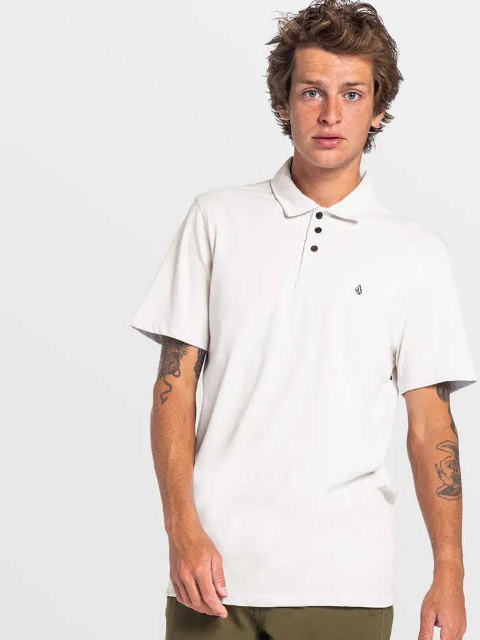 Mens Shirts and Flannels Volcom Hazard Pro Polo Short Sleeve 8211 Cloud