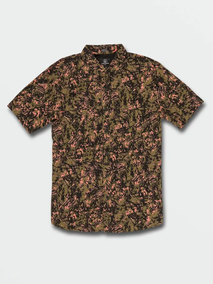 Mens Shirts and Flannels Volcom Layne Short Sleeve 8211 Military