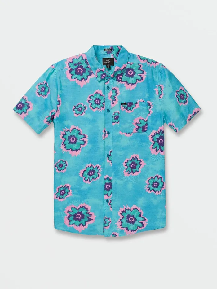Mens Shirts and Flannels Volcom Medal Petal Short Sleeve Shirt 8211 Maliblue