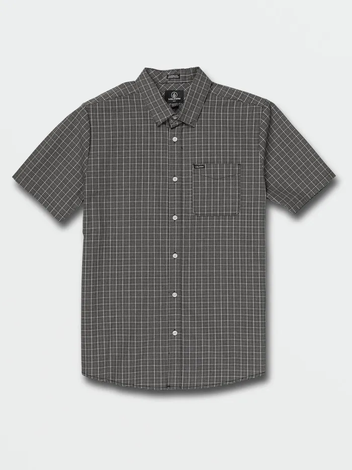 Mens Shirts and Flannels Volcom Mini Check Woven Short Sleeve 8211 Black