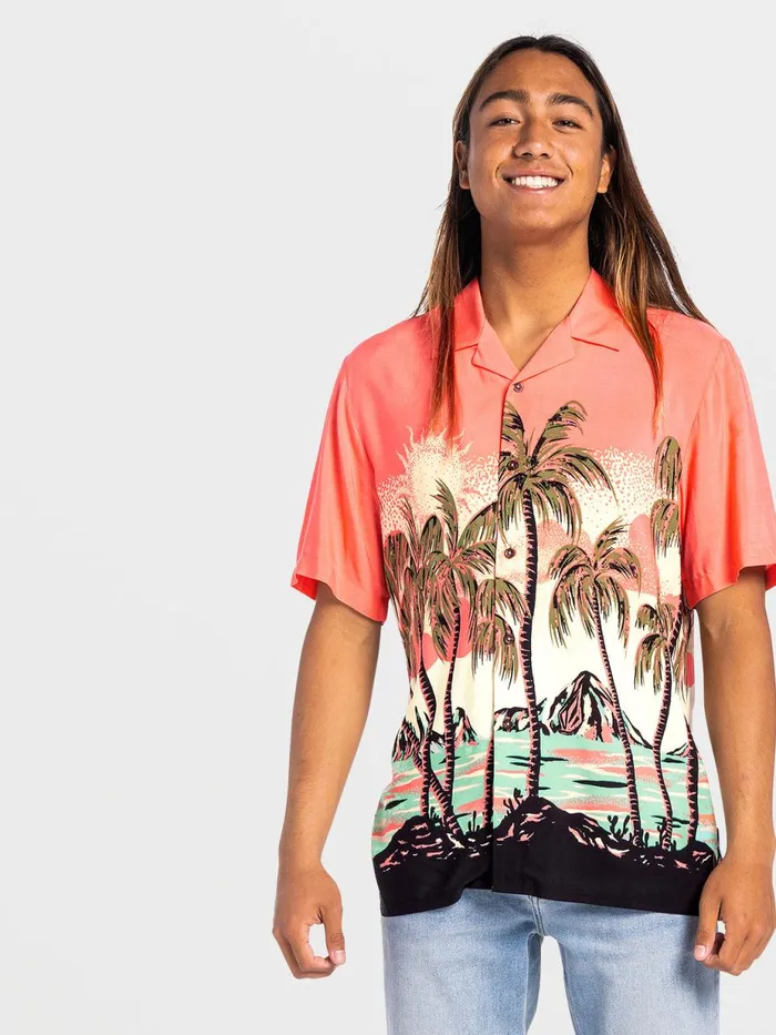 Mens Shirts and Flannels Volcom Parodice Short Sleeve Shirt 8211 Living Coral Mens Shirts and Flannels Volcom Parodice Short Sleeve Shirt 8211 Living Coral