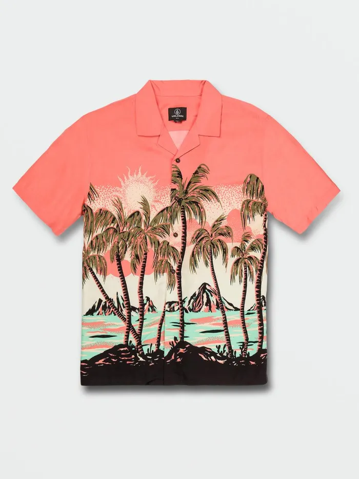 Mens Shirts and Flannels Volcom Parodice Short Sleeve Shirt 8211 Living Coral