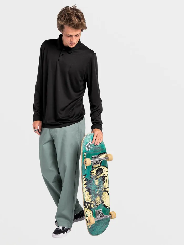Mens Shirts and Flannels Volcom Skate Vitals Chris Pfanner Long Sleeve 8211 Black