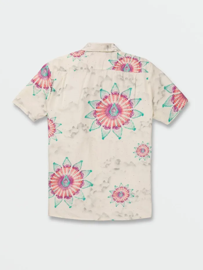 Mens Shirts and Flannels Volcom Star Shields Featured Artist Short Sleeve Shirt 8211 Coconut