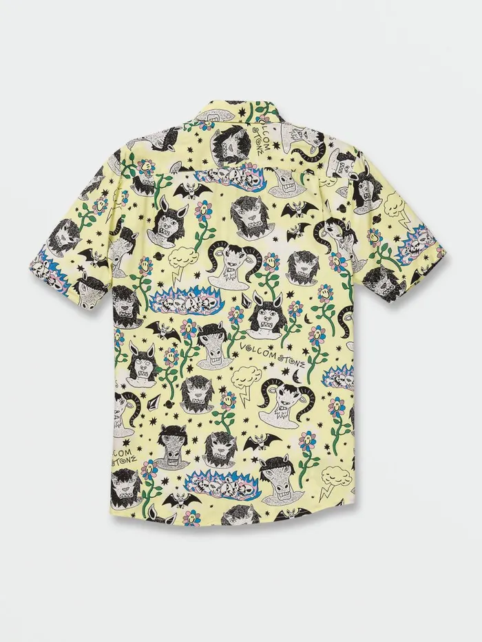 Mens Shirts and Flannels Volcom Surf Vitals Ozzy Woven Short Sleeve Shirt 8211 Glimmer Yellow