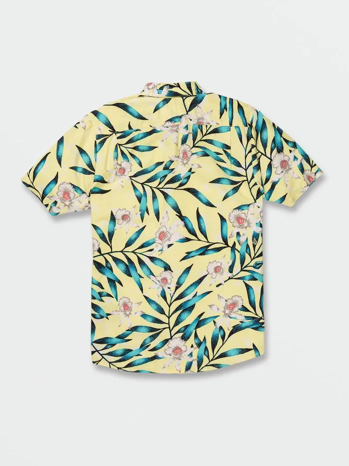 Mens Shirts and Flannels Volcom Tropical Hideout Short Sleeve Shirt 8211 Glimmer Yellow
