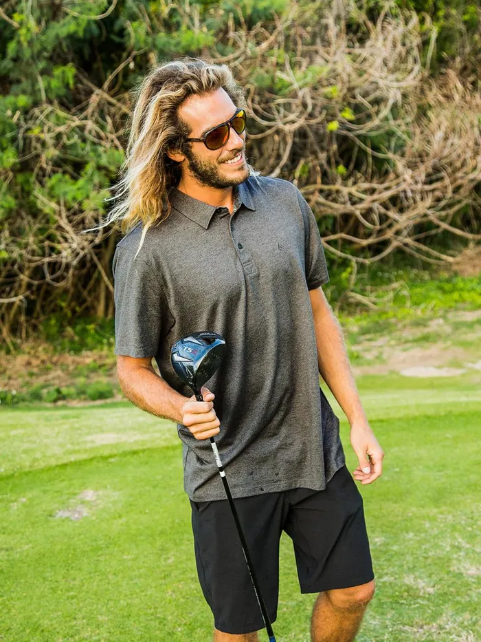 Mens Shirts and Flannels Volcom Wowzer Hazard Performance Polo 8211 Heather Black Mens Shirts and Flannels Volcom Wowzer Hazard Performance Polo 8211 Heather Black