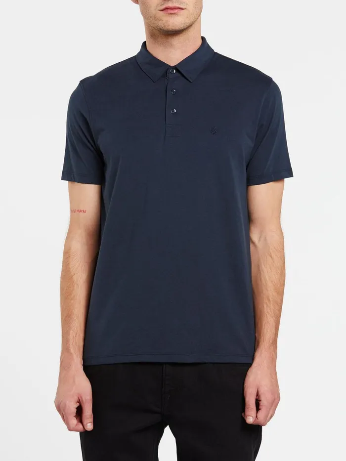 Mens Shirts and Flannels Volcom Wowzer Polo Short Sleeve 8211 Navy