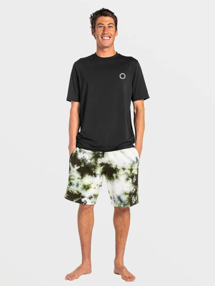 Mens Shorts Volcom Iconic Stone Plus Fleece Shorts 8211 Lime Tie Dye