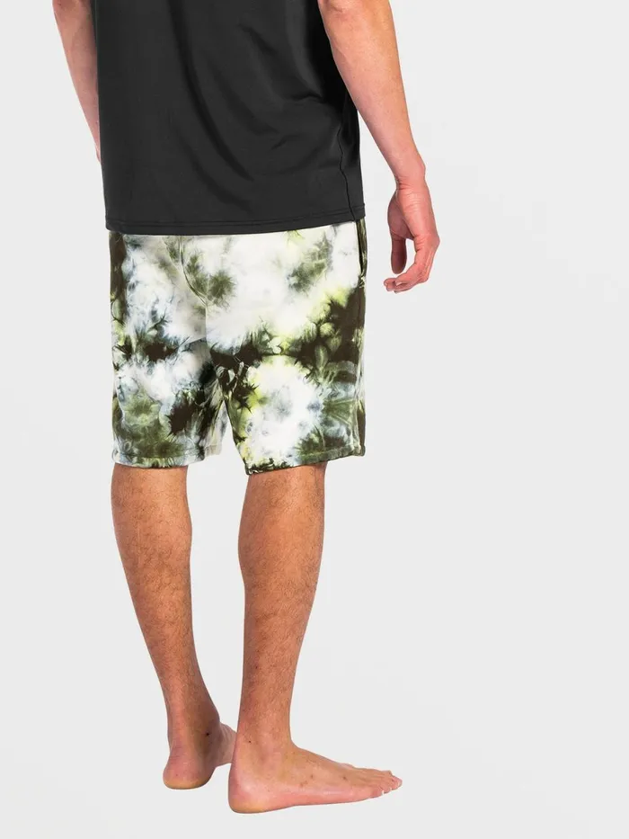 Mens Shorts Volcom Iconic Stone Plus Fleece Shorts 8211 Lime Tie Dye