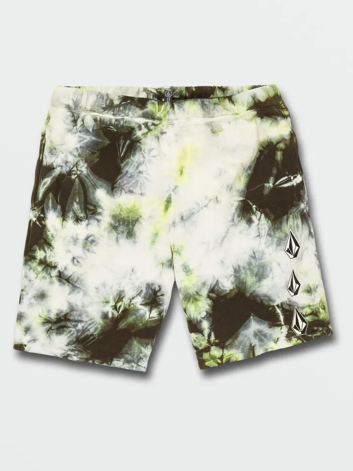 Mens Shorts Volcom Iconic Stone Plus Fleece Shorts 8211 Lime Tie Dye