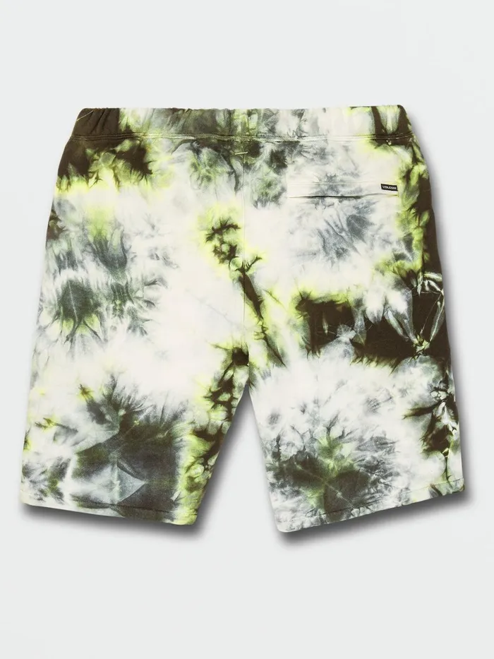 Mens Shorts Volcom Iconic Stone Plus Fleece Shorts 8211 Lime Tie Dye
