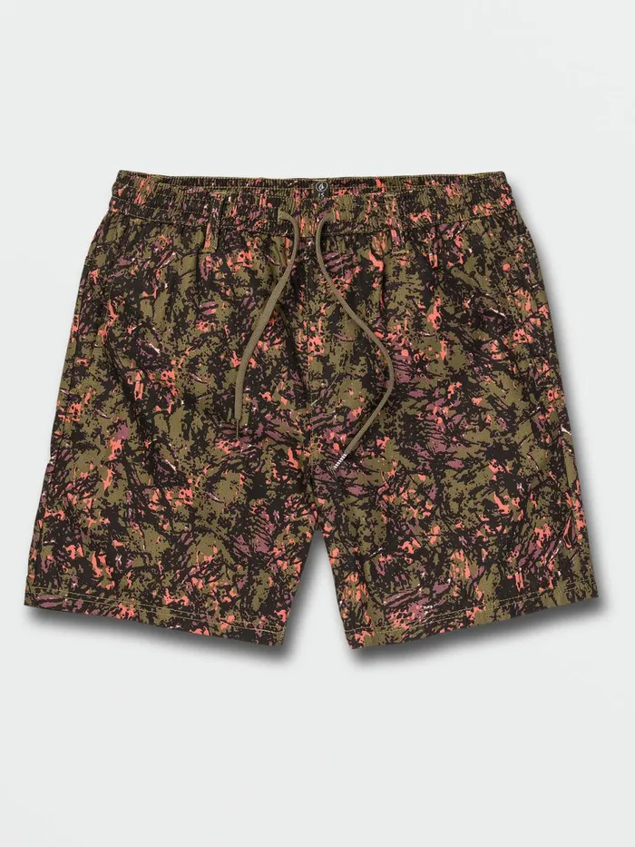 Mens Shorts Volcom Topside Trail Elastic Waist Shorts 8211 Military