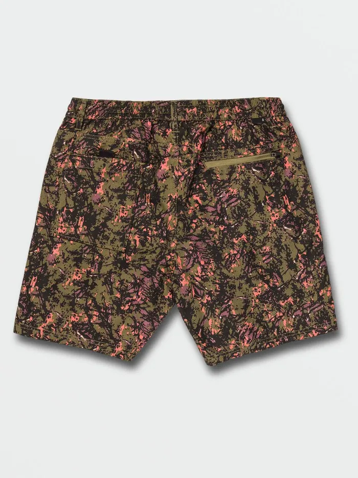 Mens Shorts Volcom Topside Trail Elastic Waist Shorts 8211 Military
