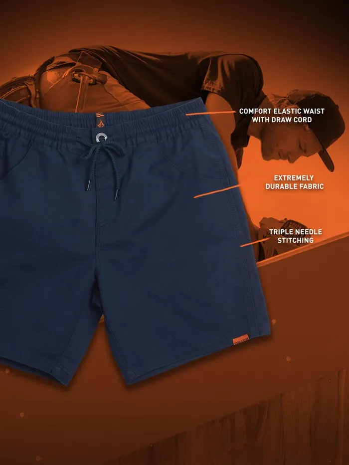 Mens Shorts Volcom Volcom Workwear Caliper Elastic Waist Shorts 8211 Navy