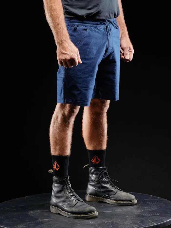 Mens Shorts Volcom Volcom Workwear Caliper Elastic Waist Shorts 8211 Navy