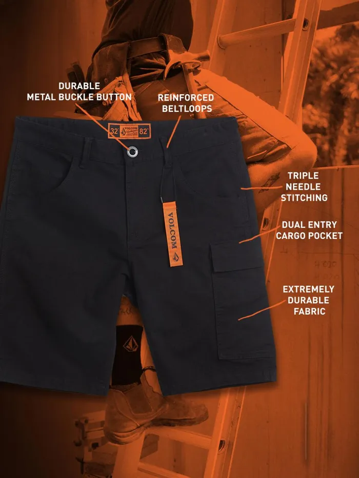 Mens Shorts Volcom Volcom Workwear Caliper Work Shorts 8211 Black