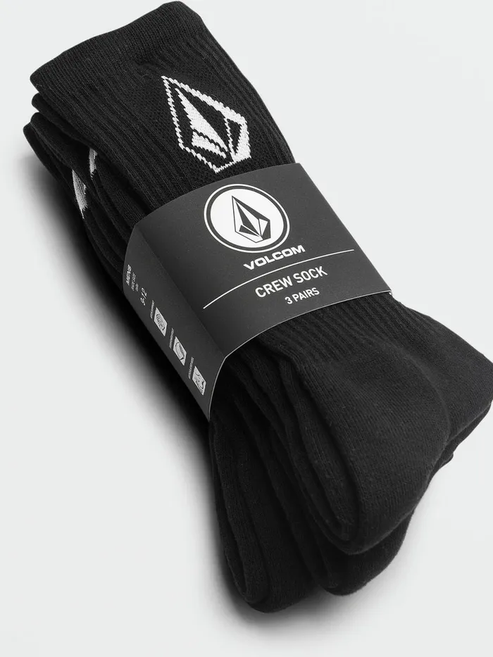 Mens Socks Volcom Full Stone Socks 3 Pack 8211 Black